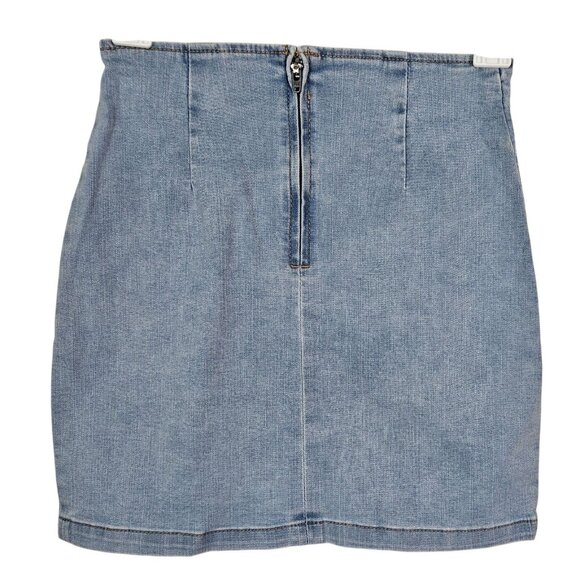 Womens Juniors Wild Fable Light Wash Denim Mini Skirt Front Slit Size 00 Casual - Picture 4 of 11